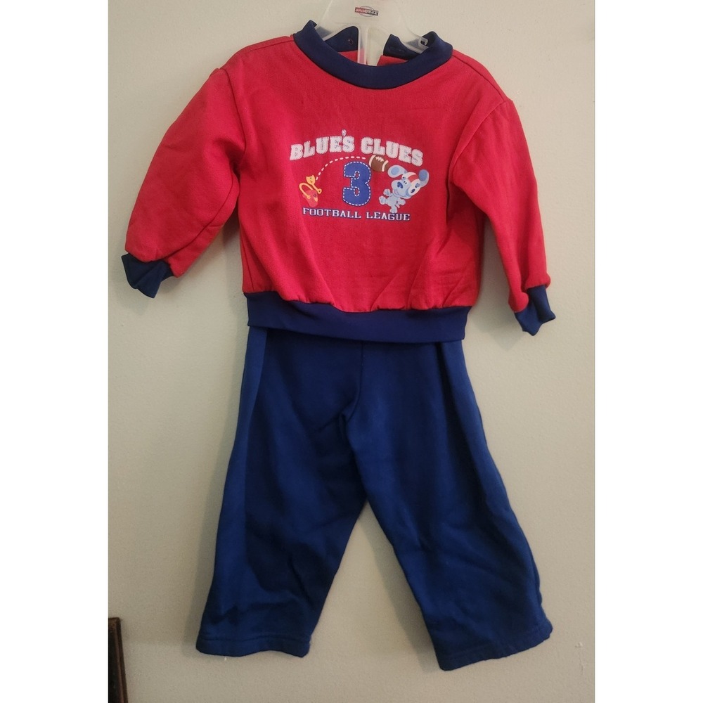 Vintage Blues Clues Toddler Sweatshirt Sweatpants Set 24m Red Blue Football Leag
